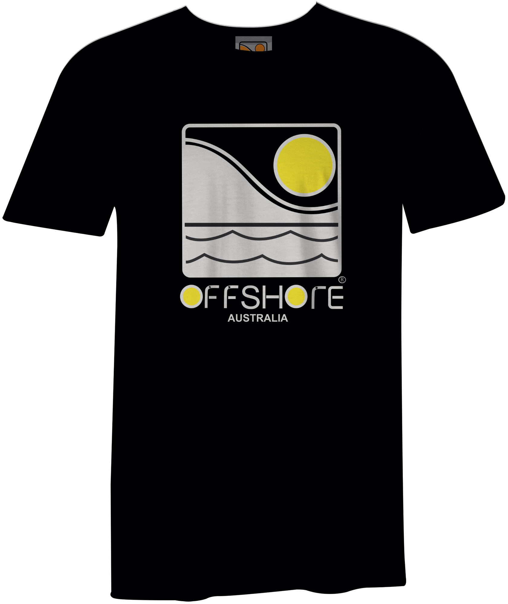 Black T shirt Logo print yellow sun